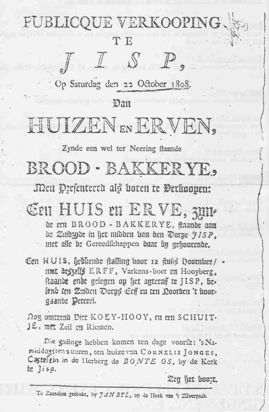 Publieke verkoping in herberg van Cornelis Jonges 1.0.29